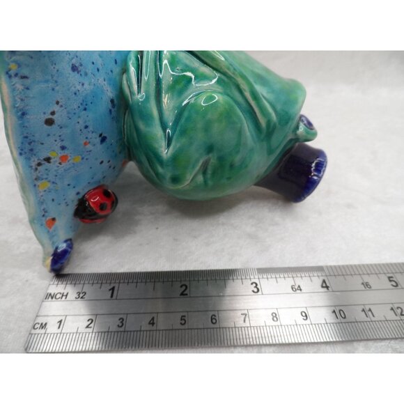 Frog Prince Ceramic Bud Vase Blue & Green - Picture 8 of 9
